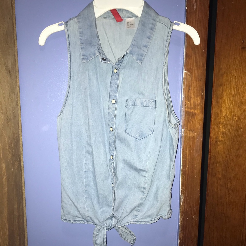 Medium wash denim shirt